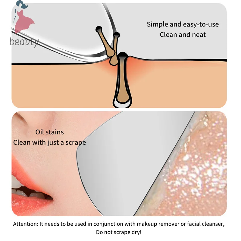 스테인레스 스틸 모낭 클렌징 블랙헤드 스크레이퍼, 구아샤 스크레이퍼, 페이셜 스킨 케어 보드, 페이스 마사지기, 1 개