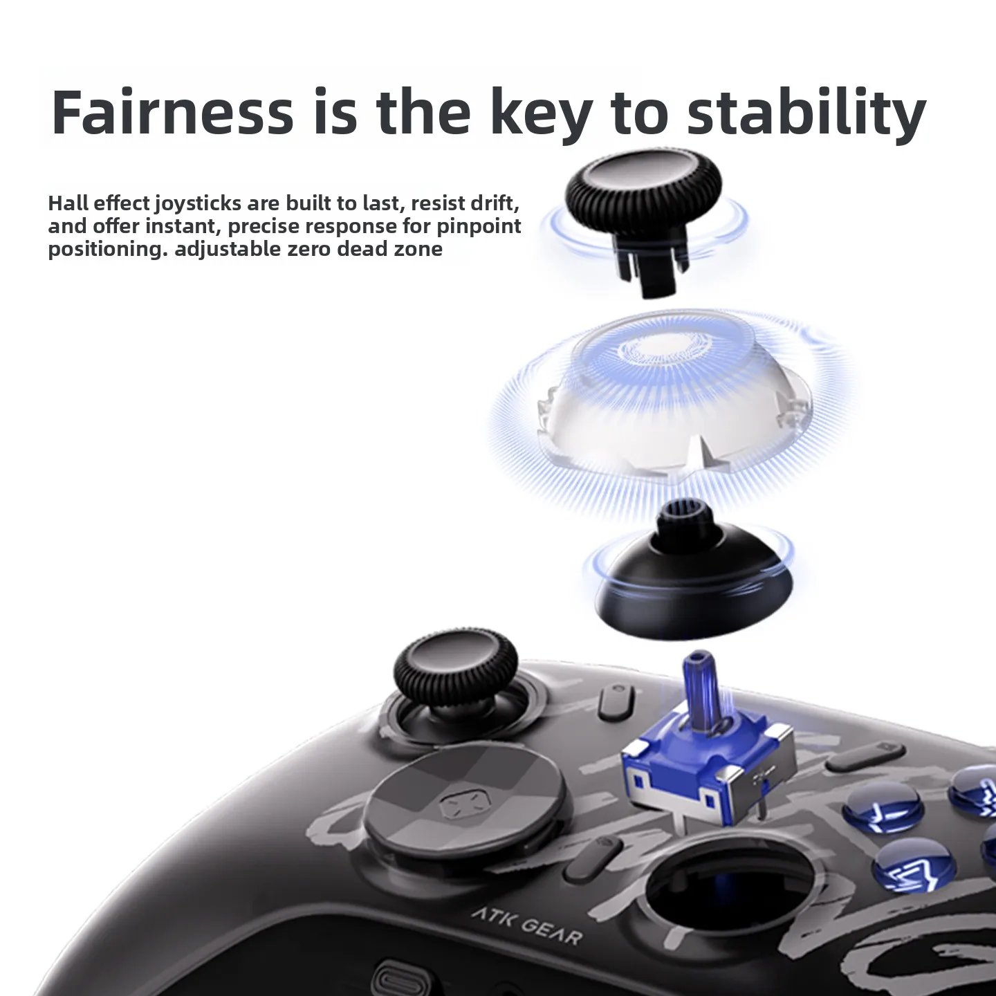 ATK Tomahawk Wireless Gamepad Hall Effect Joystick Tri-Mode Bluetooth 2.4G Game Controller Untuk Switch PC Android iOS Dapat Disesuaikan