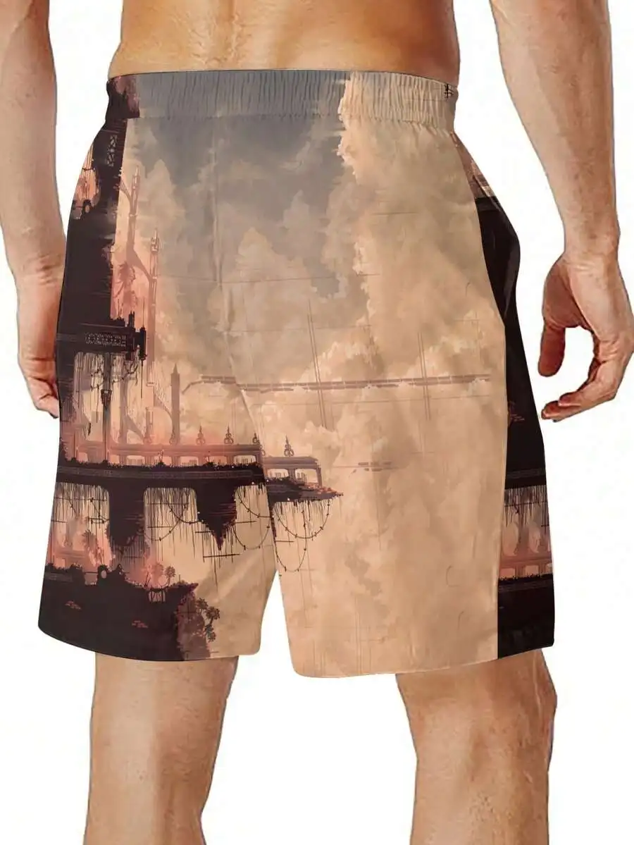 

Mens Cyberpunk Print Athletic Shorts Loose Casual Pants
