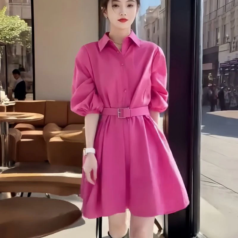 แฟชั่นฤดูใบไม้ร่วงมินิชุดสตรี 2024 หมายเลขLapel Solid Luxury Officeครึ่งแขนเสื้อกระโปรงสั้นชุดสุภาพสตรี