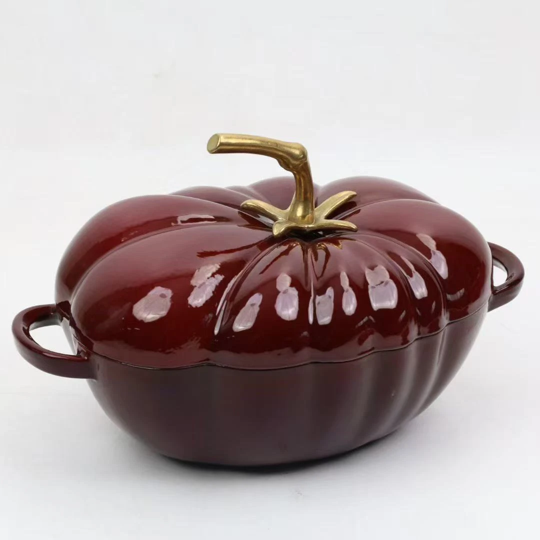 Tomato Cast Iron Enameled Pot, a classic and durable non-stick saucepan/stew pot suitable for all stovetops. view 6