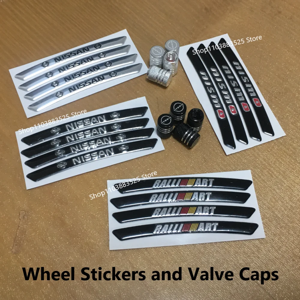 

4pcs Car Wheel Sticker Valve Caps for Nissan GTR Altima Nismo Versa Lannia Rogue Sentra Sylphy PATROL Y62 Almera Tiida Qashqai