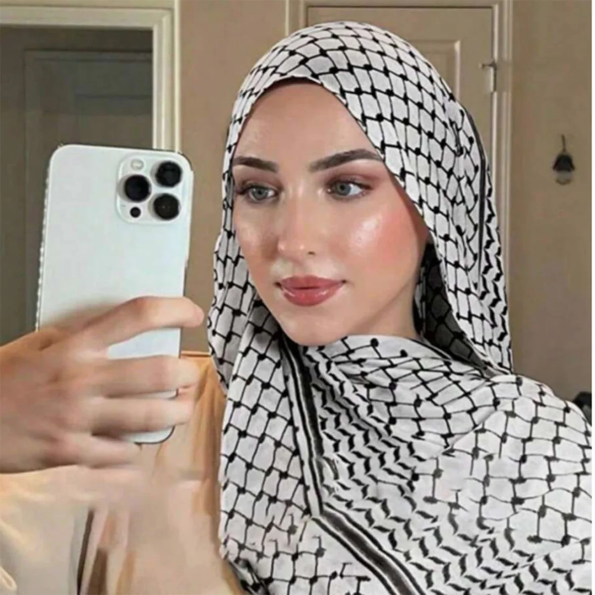 Novos estilos árabes lenço impresso feminino muçulmano hijab lenços islâmicos xale árabe longo cachecol de oração respirável xadrez longo cachecol