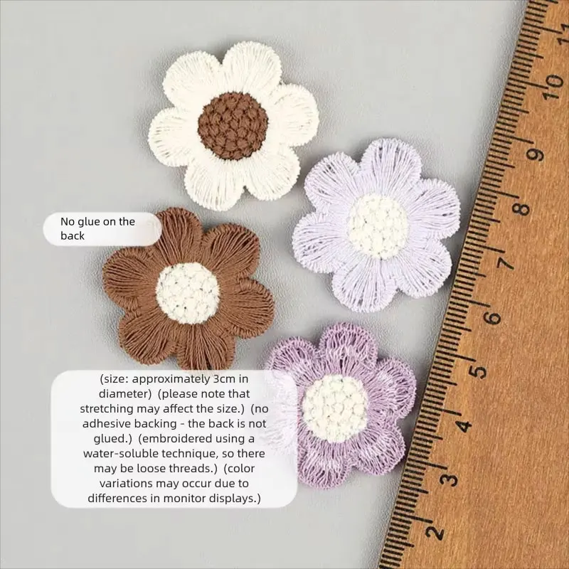 20Pcs 3cm Six-Petal Embroidered Sunflower Patches For Clothing Bags Hats Pants Slippers Decorative Accessories