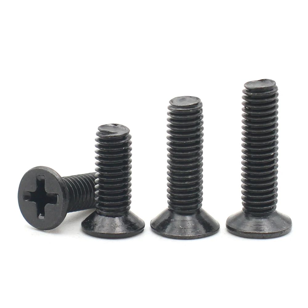 50-100pcs Black Carbon Steel M1 M1.2 M1.4 M1.6 M1.7 M2 M2.5 Mini Small Cross Phillips Flat Head Countersunk Head Screw Bolt