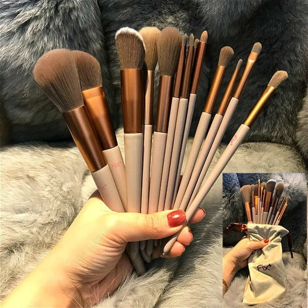 13Pcs A Set Soft Fluffy Makeup Brushes For Cosmetics Foundation Blush Powder Eyeshadow Kabuki Blending Makeup Brush Beauty Tools