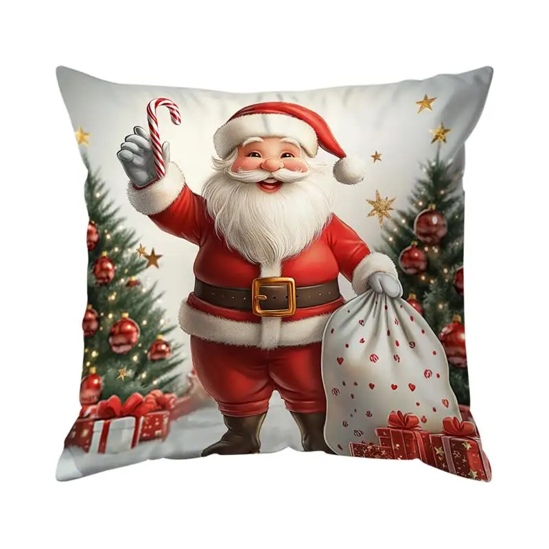 Santa Claus Digital Print Craft Cushion Cover Peach Skin Velvet Room Home Sofa Living Office Car Simplicity Pillow Cover