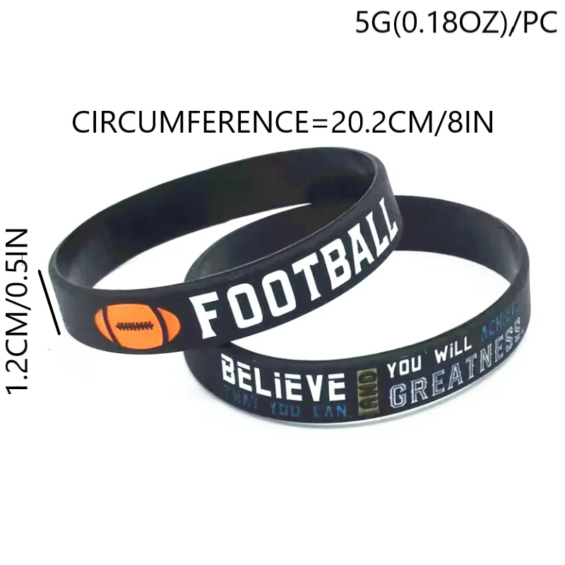 1pc/3pcs football rugby believe you can  victory winner never quit never give up rubber bracelet silicone wristband