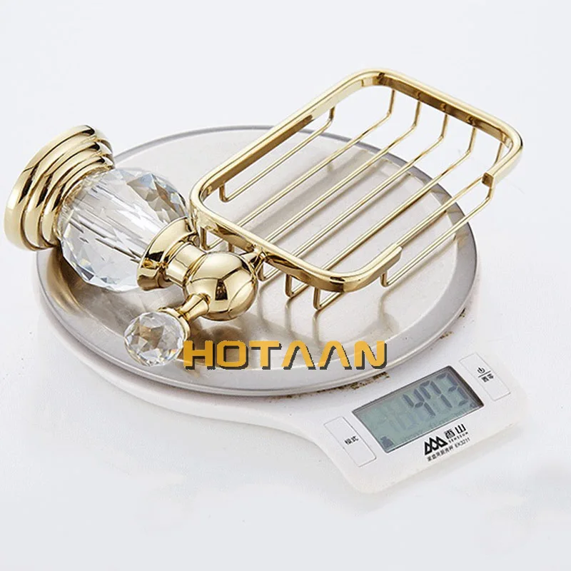 Gold Color Crystal Brass Ceramics Bathroom Accessories Soap Dishes/ Soap Holder/Soap Case Home Decoration Useful For Bathroom