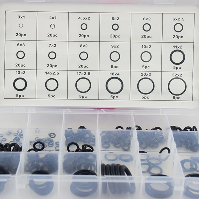 225pcs Rubber O Rings Assortment Set Plumbing Workshop Tool Oil Resistant Dropship
