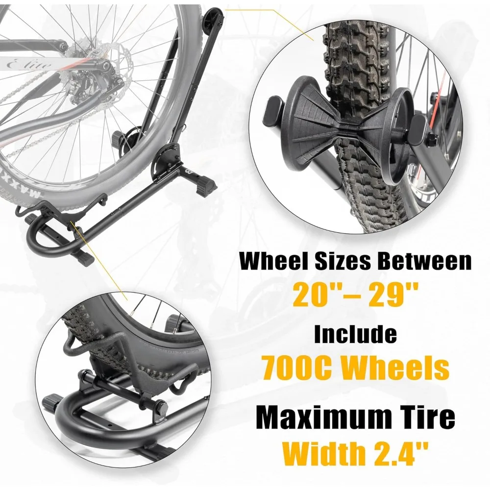 Rak Lantai Sepeda Lipat - Desain Lipat Cepat yang Kokoh untuk Penyimpanan Sepeda MTB & Sepeda Jalan, Cocok untuk Lebar Ban hingga 2.4 inci