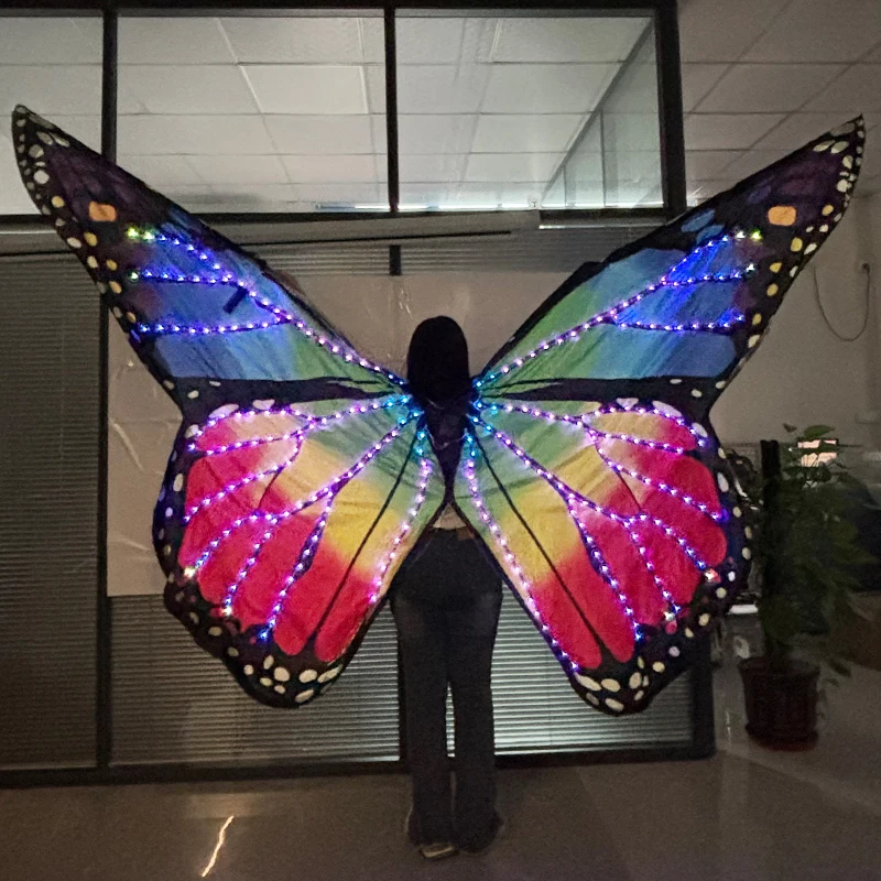 متوهجة LED الملونة قوس قزح فراشة أجنحة الرقص أزياء مسرحية ملحق الدعائم النساء الفتيات أجنحة الزخرفية #2