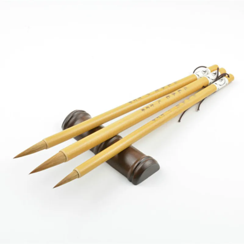 Weasel Hair Brush Pen Chinese Huzhou Regular Script Writing Brushes Chinese Painting Running Script Calligraphy Brush Pen Set