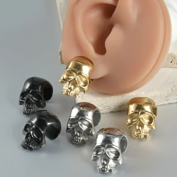 1PC-2PCS Stainless Steel Skull Double Solid Flared Plug Ear Tunnel Gauge Man Punk Ear Expander Weight Body Piercing Jewelry