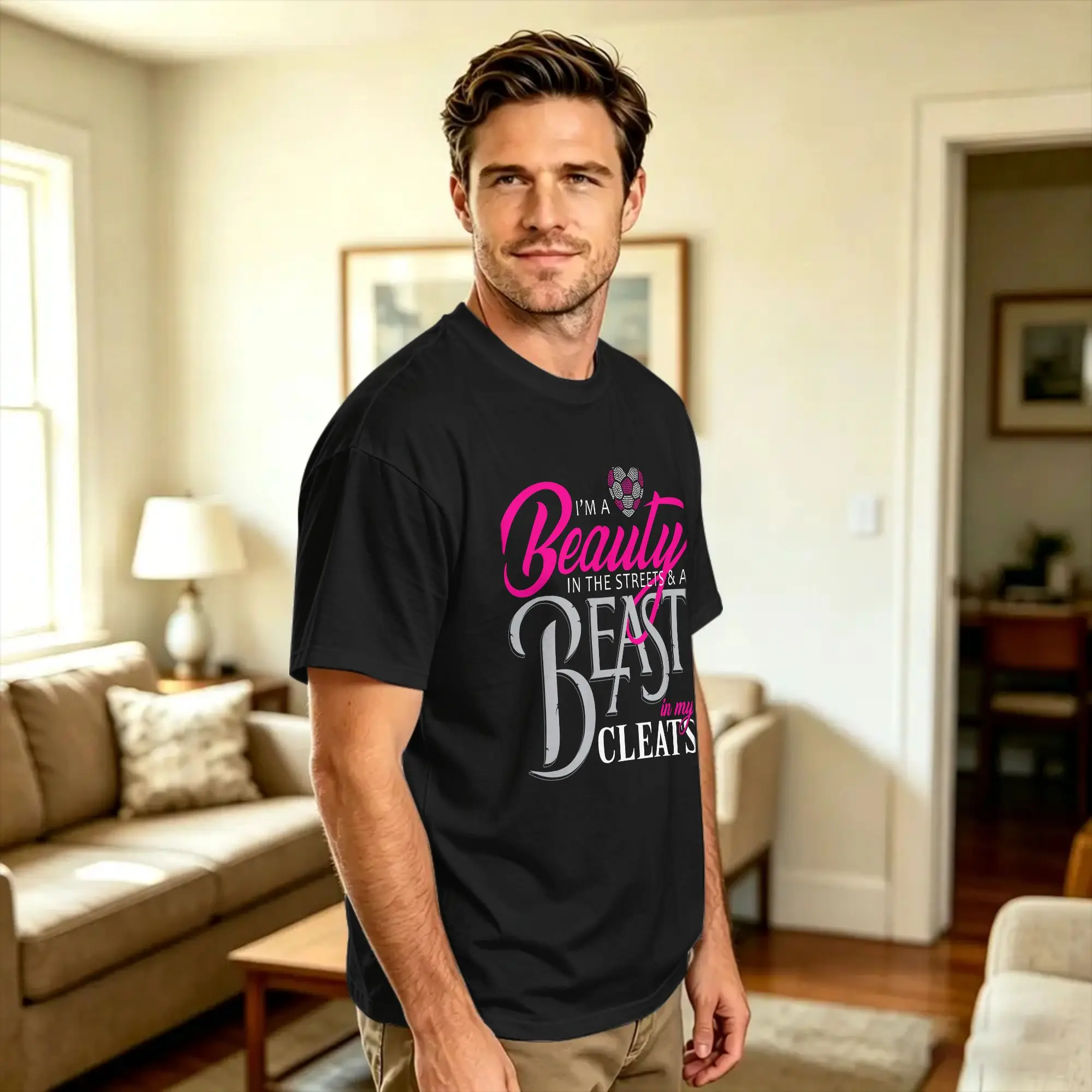Men's Beauty In The Street Beast In My Cleats Soccer T-Shirts  100 Cotton Clothing Summer Streetwear Short Sleeve T-Shirt Gift