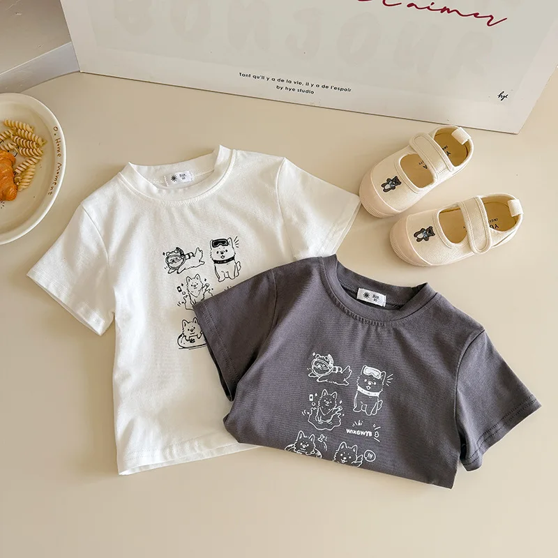 Kids T-shirt Summer Short Sleeved Tops For Boys Girls Cartoon Children Tees Toddler Outfits Baby Clothing