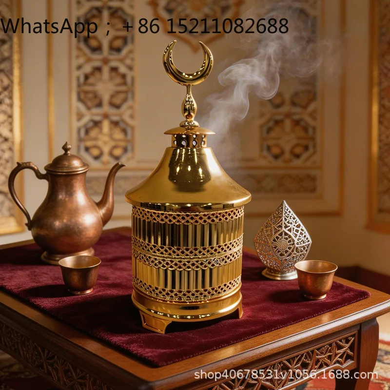 LLY aromatherapy burner light luxury gold creative metal sandalwood box hotel decorative ornament incense burner
