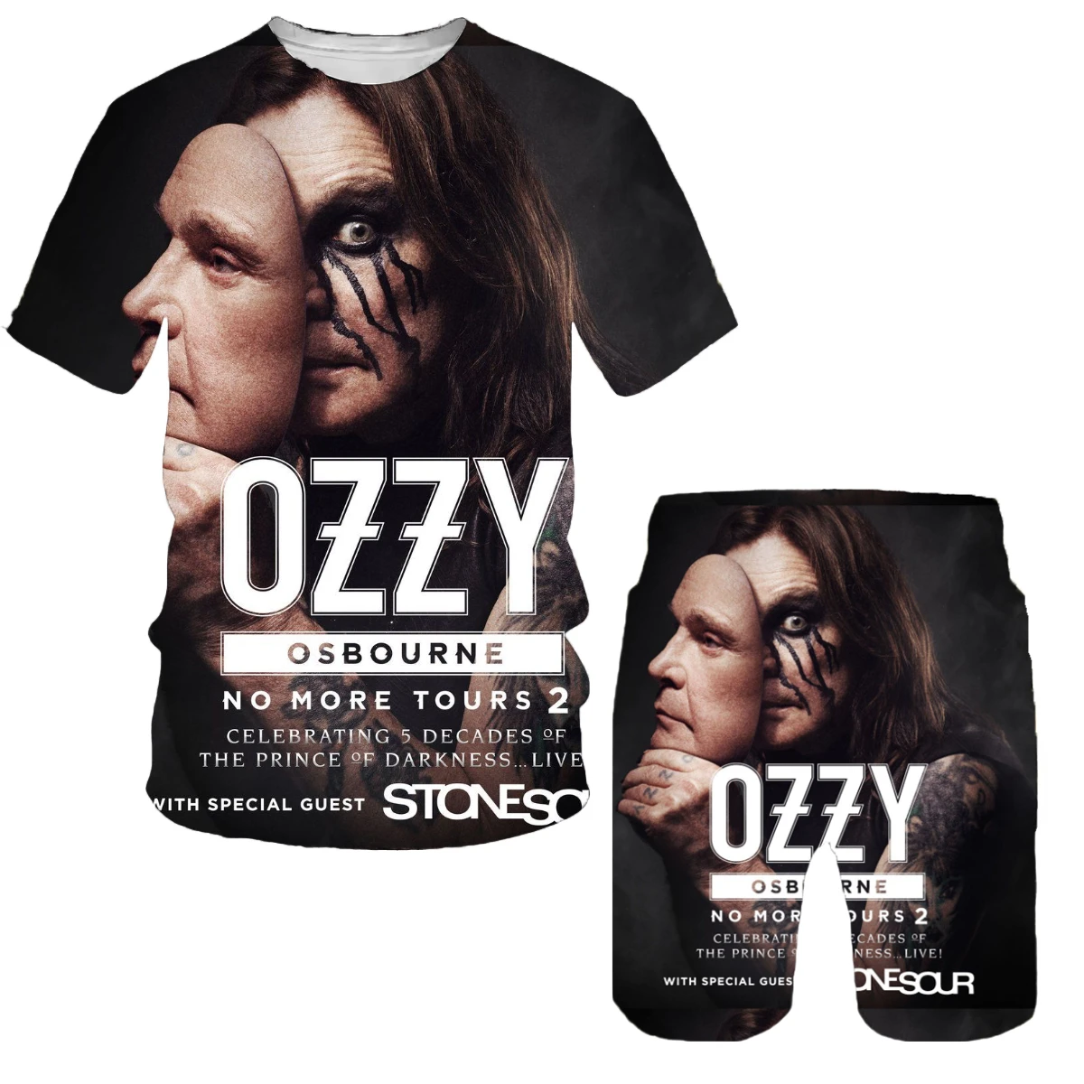 Rock Band OZZY OSBOURNE 3D Print Set Hip Hop Harajuku Men Sports 2 Piece Oversized Sportswear Tshirt +Shorts Two Piece Set