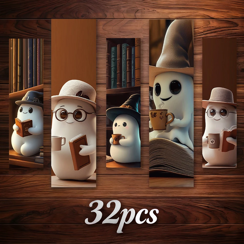 

32 pcs Ghost Reading Bookmarks, Cute Ghost Design,Ideal for Teachers,Readers, Book Lovers, Perfect Birthday and New Year Gift
