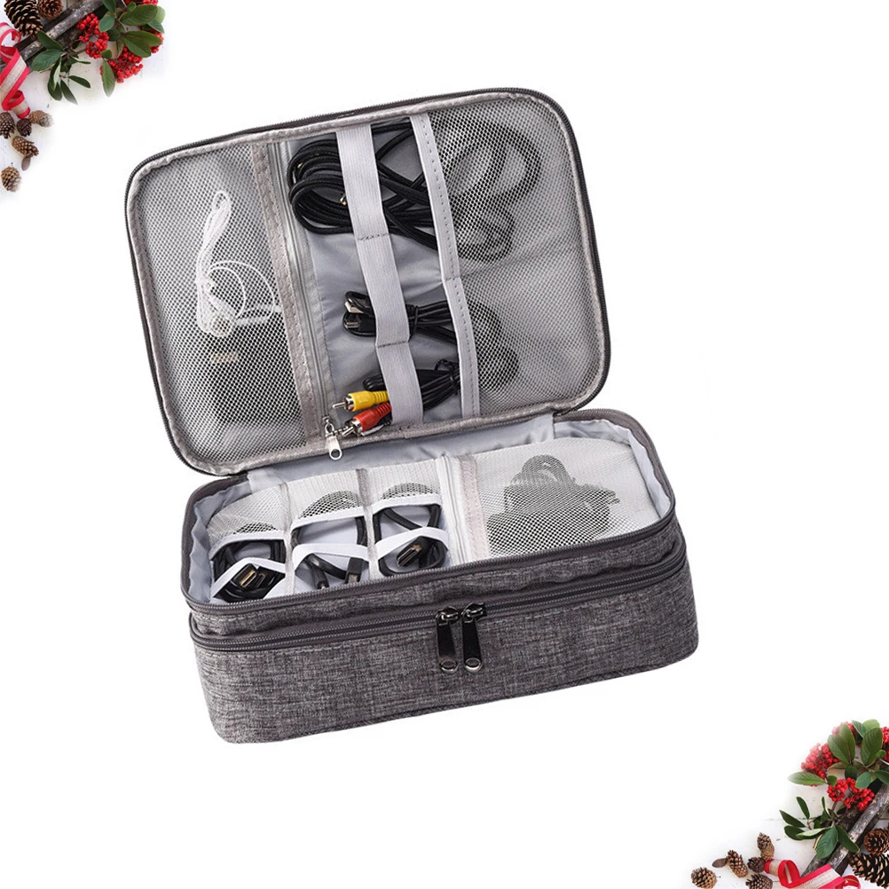 

Cationic Waterproof Layers Cable Carrying Case Small Electronics Bag Travel Pouch ganizer Electronics Accessories ganizer