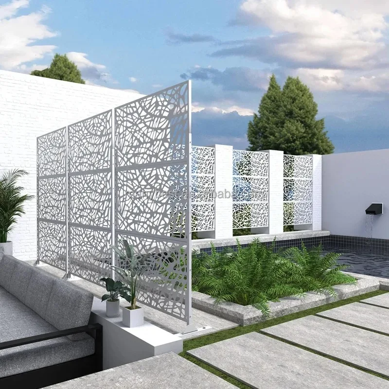 Foreign hot-selling punching engraved aluminum screen partition fence, hollow curtain wall for architectural decoration