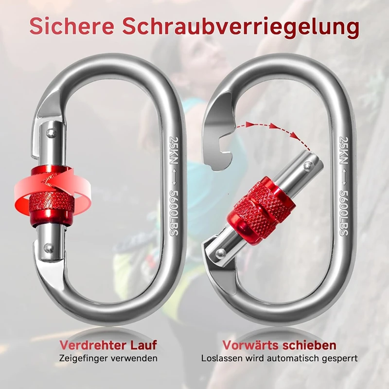 PORK-2 шт. крючки-карабины 25 KN, О-образные крючки-карабины, сверхмощный безопасный карабин, карабин для йоги, гамака, кемпинга