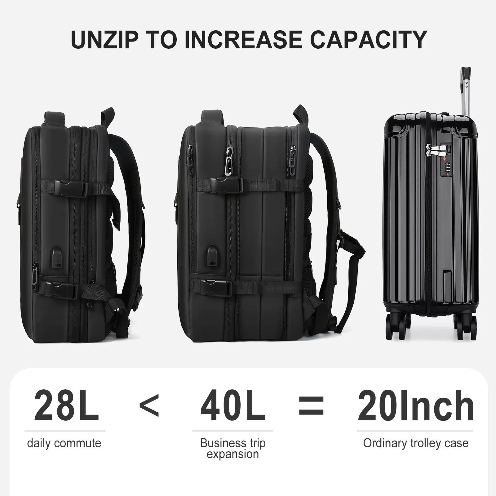 Classic Travel Backpack Men Business Backpack School Expandable USB Bag Large Capacity Laptop Waterproof Fashion Backpack