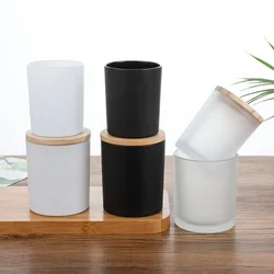 Wooden Cover Glass Candle Jars Matte Finish Pen Containter Candle Making Tools Candlestick Decor DIY Scented Jewelry Storage Cup