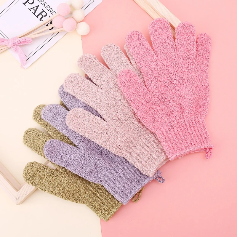 2Pcs Shower Bath Gloves Exfoliating Loofah Body Scrubber Wash Skin Spa Massage