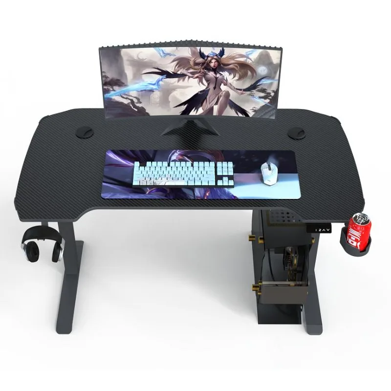 Unique Gaming desk in Black color and lamp game table