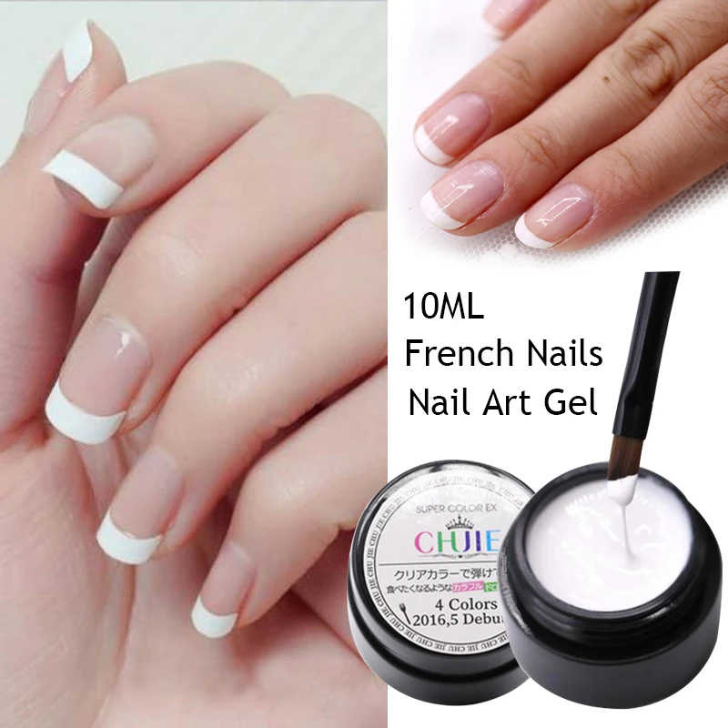 Esmalte de uñas de Gel blanco, barniz semipermanente Uv para capa superior, pintura francesa multifuncional, suministros de Arte de uñas, 10ml