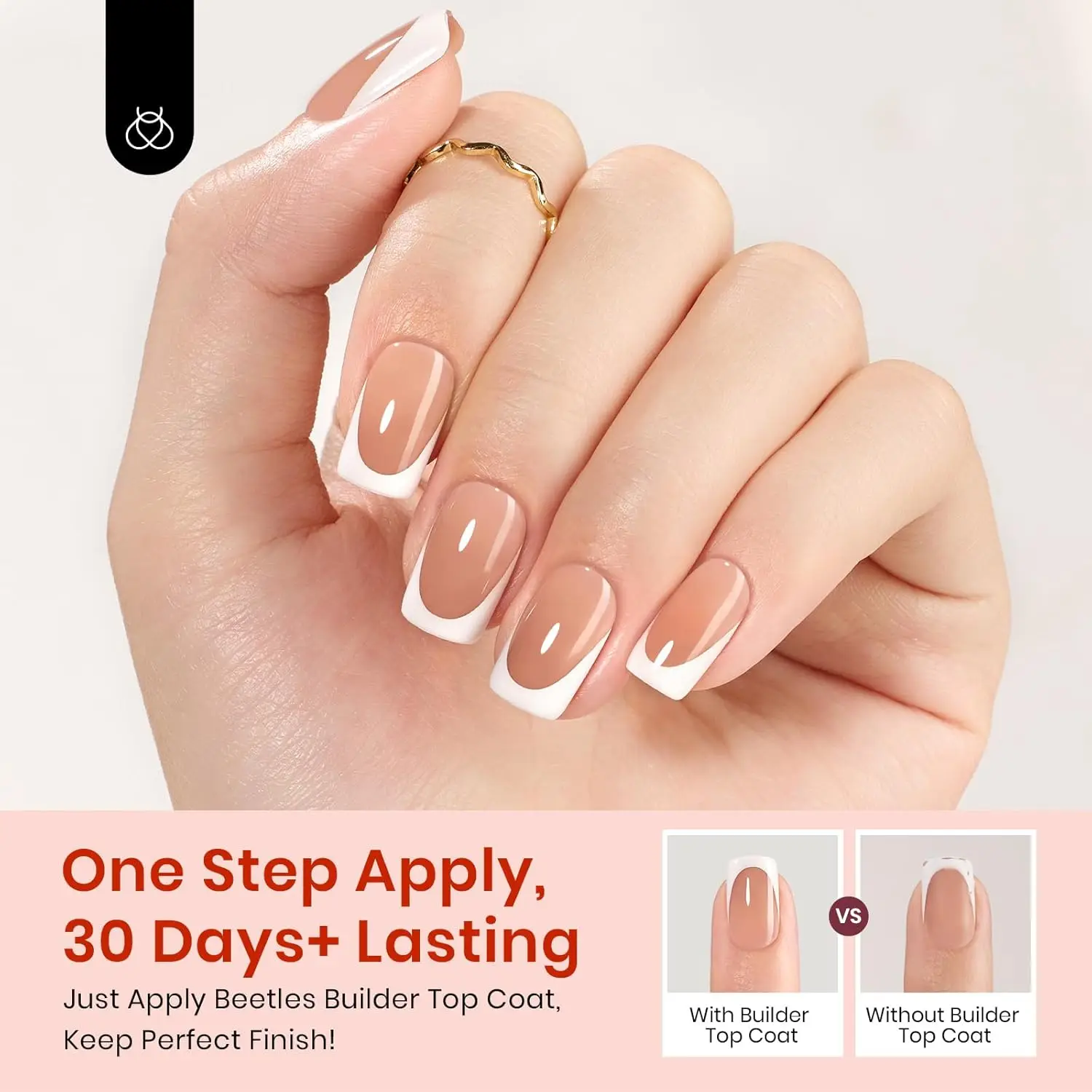 French Tip Press On Nails Kit: 224 Stück kurze quadratische Spitzen mit Kleber, Decklack und UV-Licht für DIY-Heimmaniküre