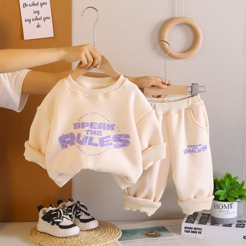 

New Autumn Winter Baby Girls Clothes Children Boys Casual Thick Warm T-Shirt Pants 2Pcs/Sets Infant Clothing Set Kids Tracksuits