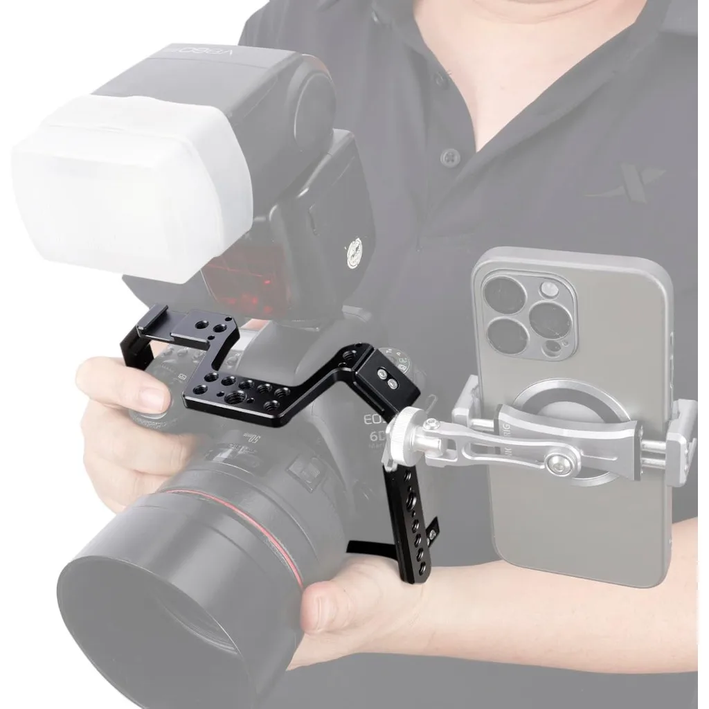 قفص كاميرا لكاميرات Canon EOS 6D 6DII Mark II مع لوحة تحرير سريعة للأحذية الباردة من الناتو للسكك الحديدية للوحة Arca-Swiss