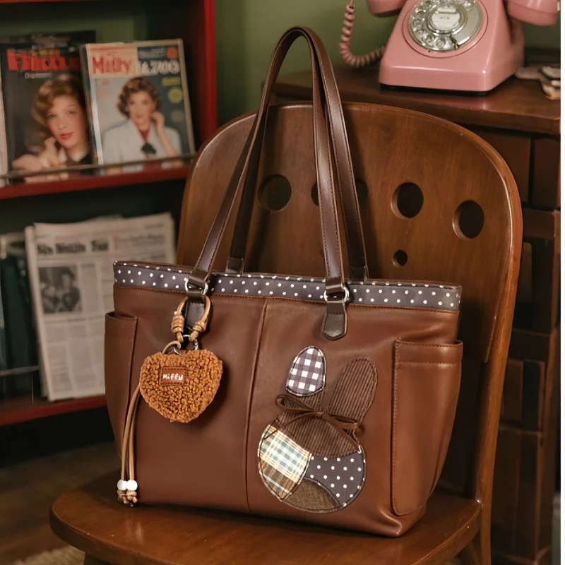 Limited Edition Miffy Retro Tote Bag Women New Autumn Large Capacity Classroom Commuter Single Shoulder Handbag