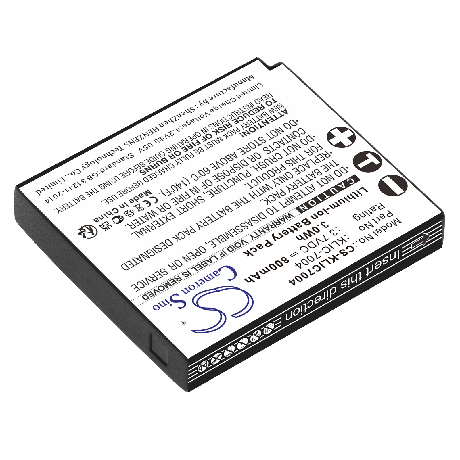 CameronSino Battery for KODAK EasyShare M1033 EasyShare V1233 Zi8 Pocket Video Camera fits KODAK KLIC-7004 camera battery 800mAh