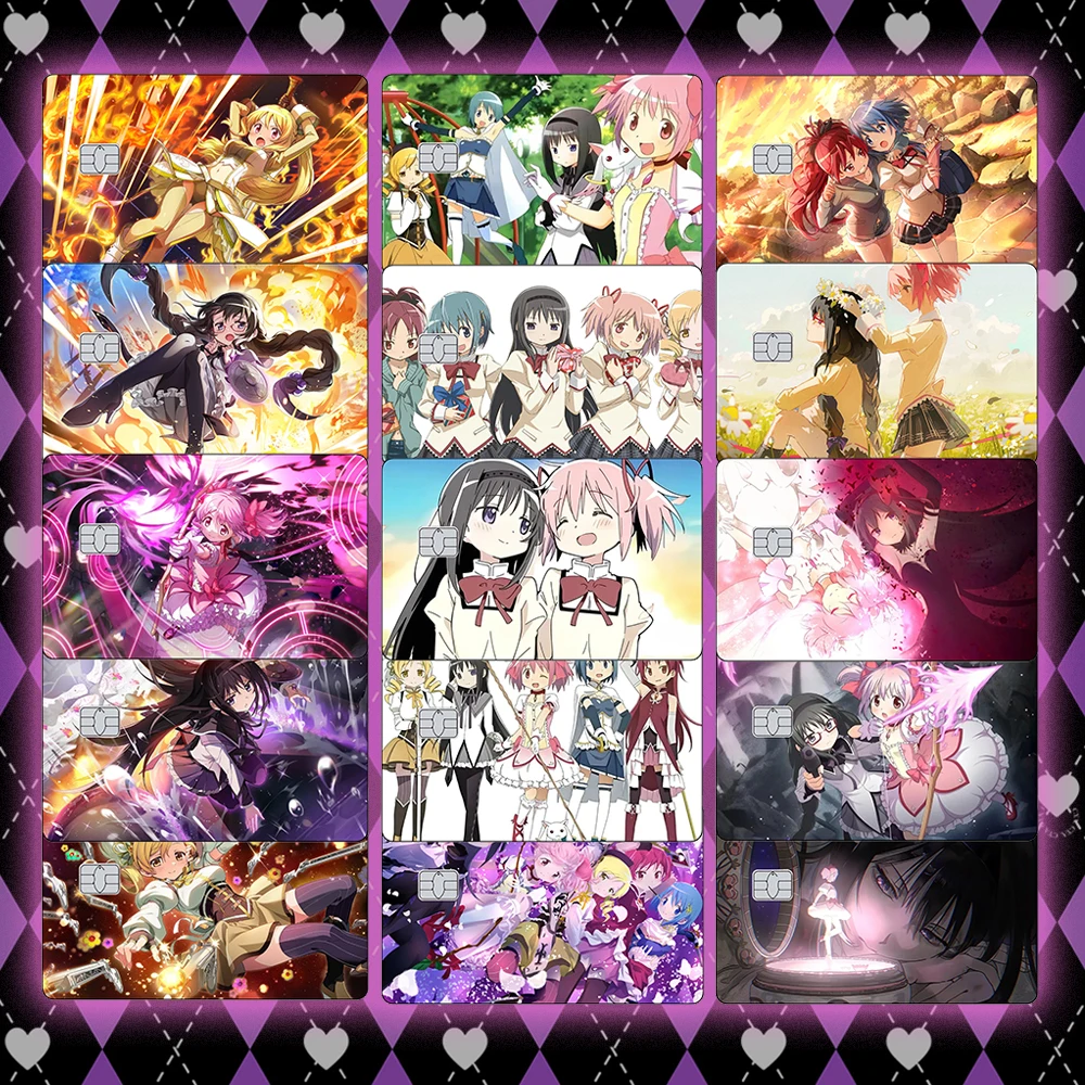 

Cartoon Credit Card Skin Sticker Cute Anime Madoka Matte Stickers for VISA Cards and Other IC Magnetic Cards Decal Decoration
