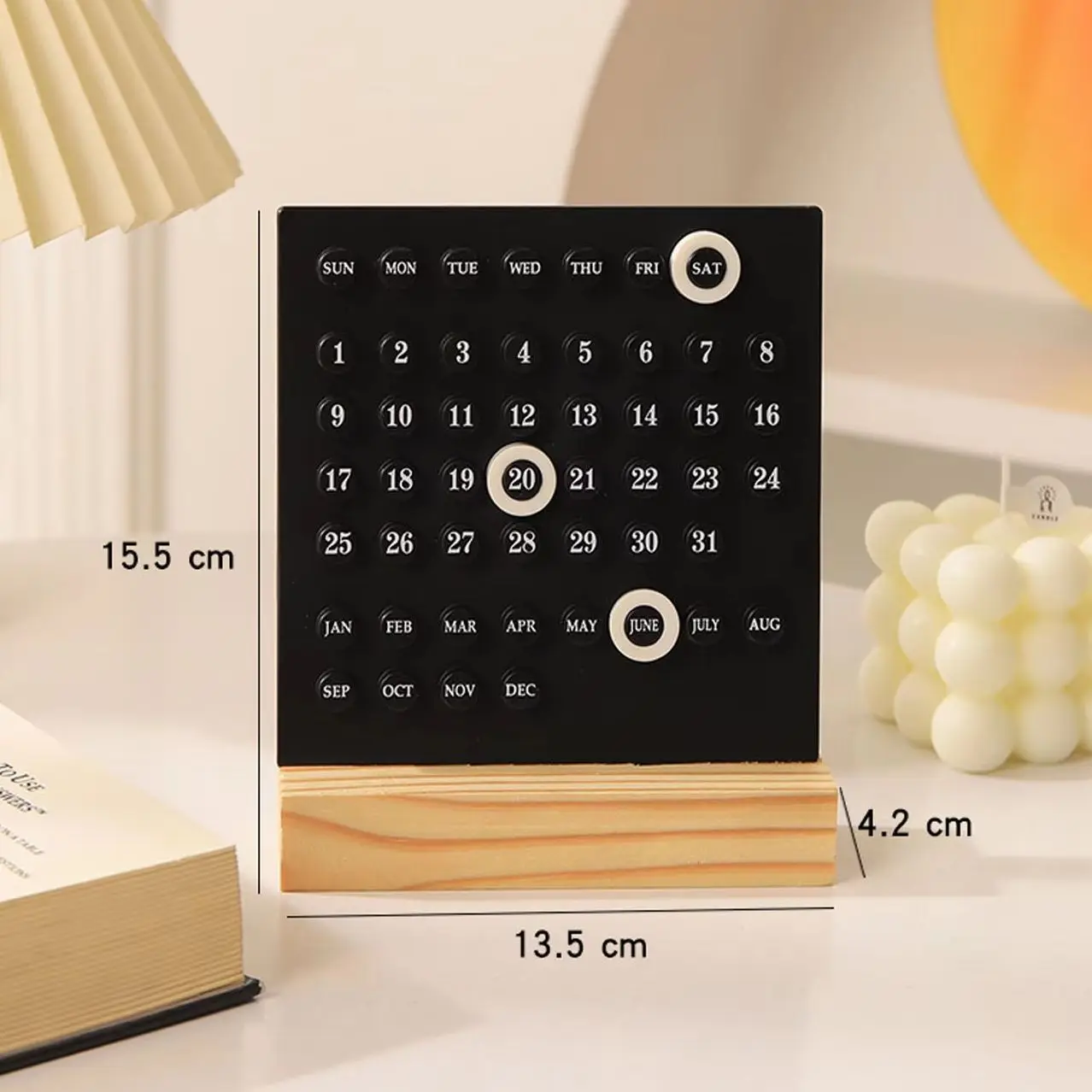 Mini DIY desktop calendar, circular perpetual calendar for office desktop decoration, holiday decoration calendar