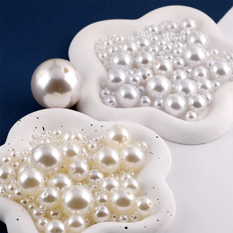 

3-16mm Ivory Pearl Beads ABS Imitation Pearl with Hole Craft Bead Loose Pearls for DIY Bracelet Sew Craft Jewelry Making