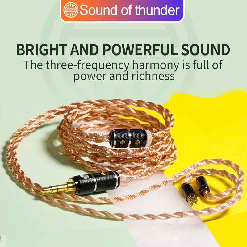 Hakugei Sound of thunder, Litzs 6N Single Crystal Copper & Leeds silver plated single crystal copper, upgraded headphones DIY