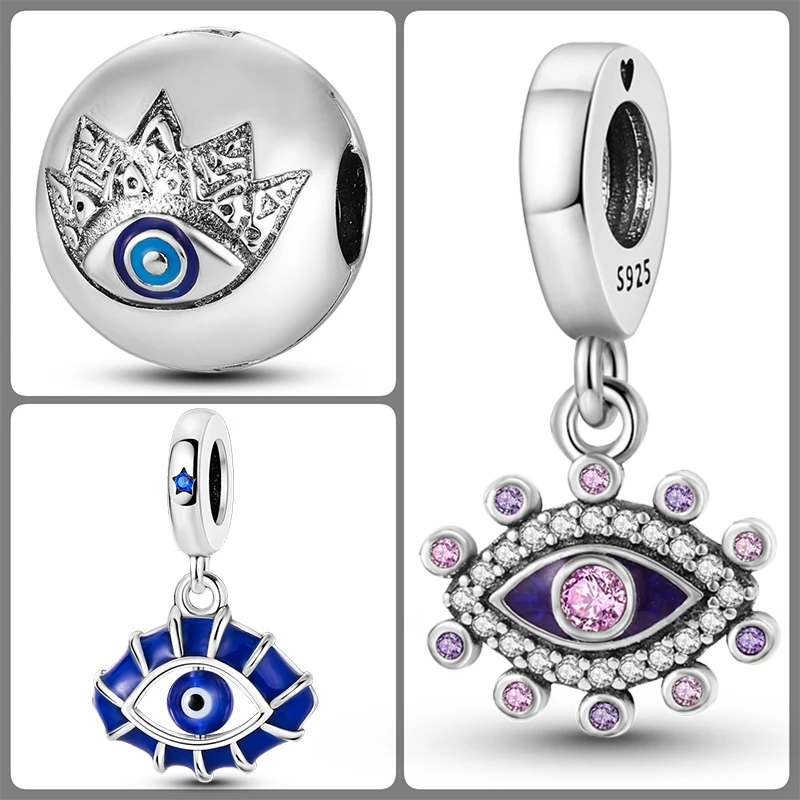 3-teiliges 925 Sterling Silber Hamsa Hand Böser Blick Charm-Set Glücksbringende Blaue Augen-Perlen DIY Armband Halskette Geschenk für Frauen – Detail 10