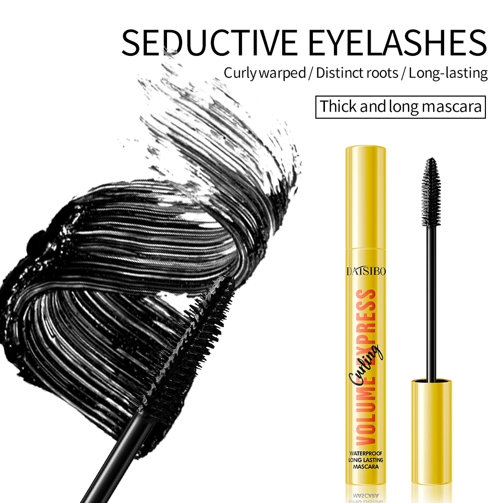 DAISIBO 블랙 컬링 마스카라 - 매끄럽고 속건성, 섬유질, 가늘고 도톰한 7D 입체감, 24시간 지속되는 세팅