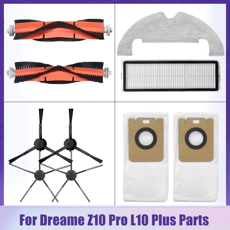 Para dreame l10 plus/z10 pro aspirador de pó destacável principal escova capa mop pano trapos sacos poeira filtro hepa peças acessórios