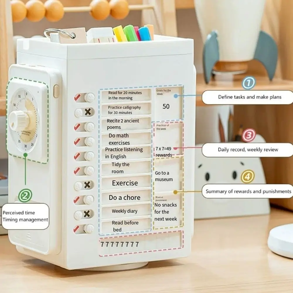 Mastering Time Management Good Habit Punch Card Rotating Pencil Holder Effective Daily Task Planning Board Task Management
