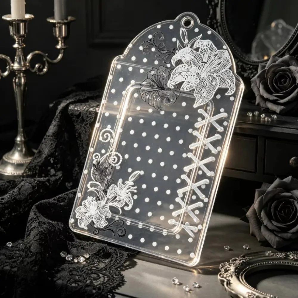 New PVC Sleeve Photocard Holder Transparent Hanging Hole Card Display Pouch Polka Dot Floral ID Protector Gifts