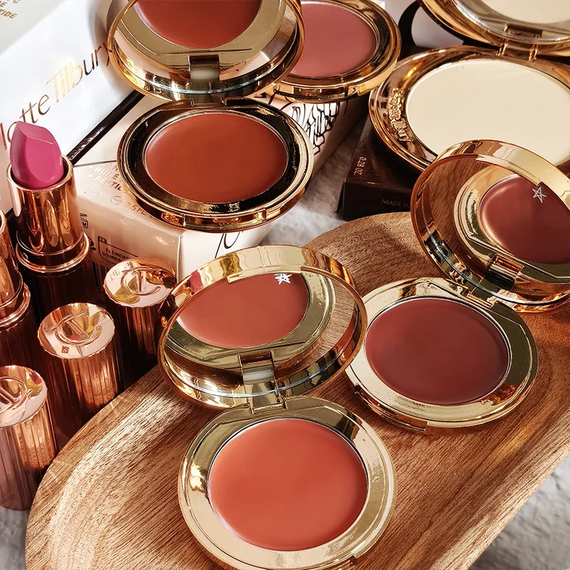 Hot CT Set Up Powder Small Gold Plate Setting Spray Dual Use Lip Cheek Radiance Cream & Lipstick 3 Pcs Easy To Color Cosmetics