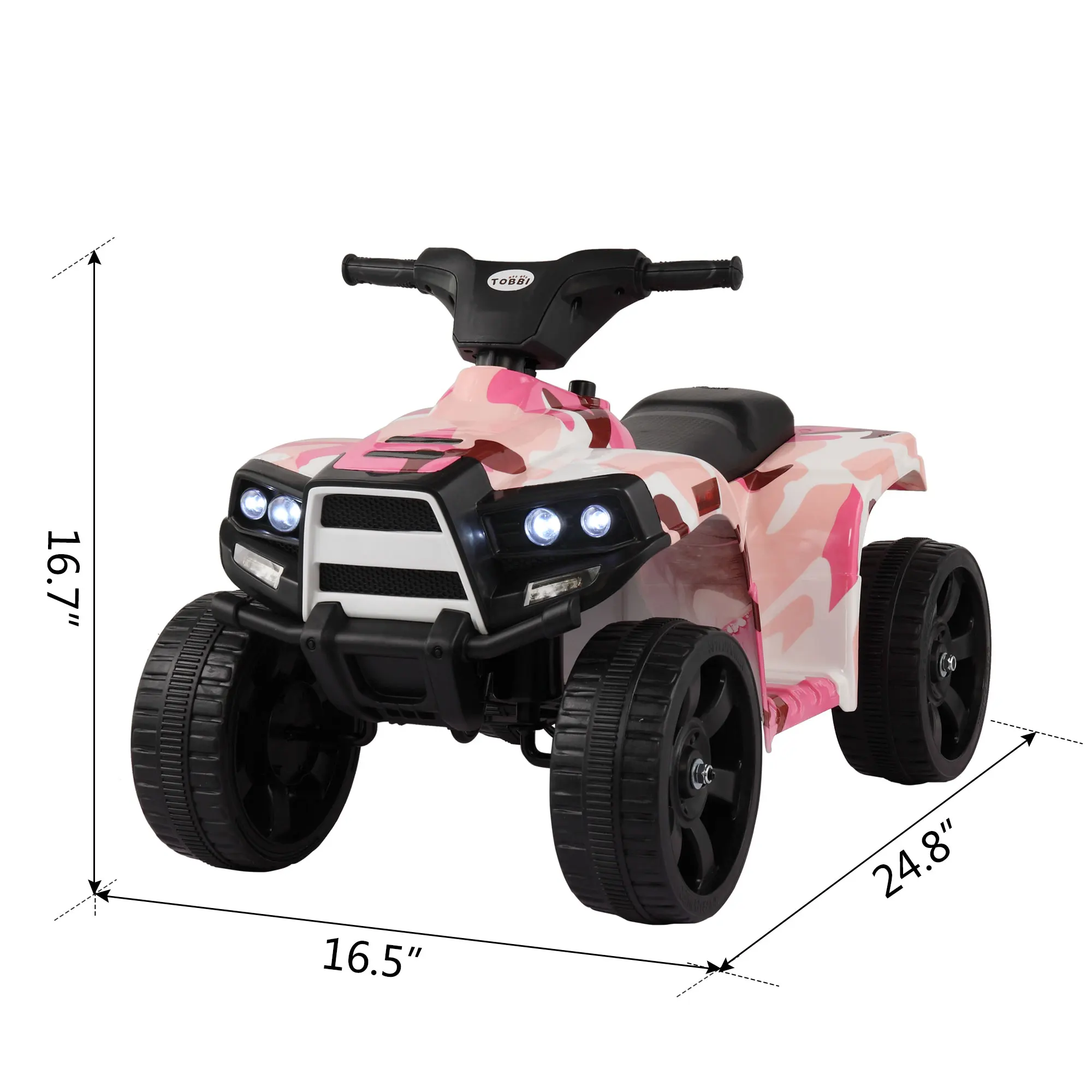 Coche eléctrico ATV para niños, vehículo de juguete, color rosa y negro