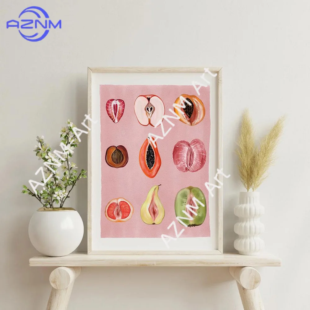 ROSHK Sliced ​​Feminine Fruit Canvas Wall Art Print Poster Feminism Decorative Painting Home Decor Gift Unframed