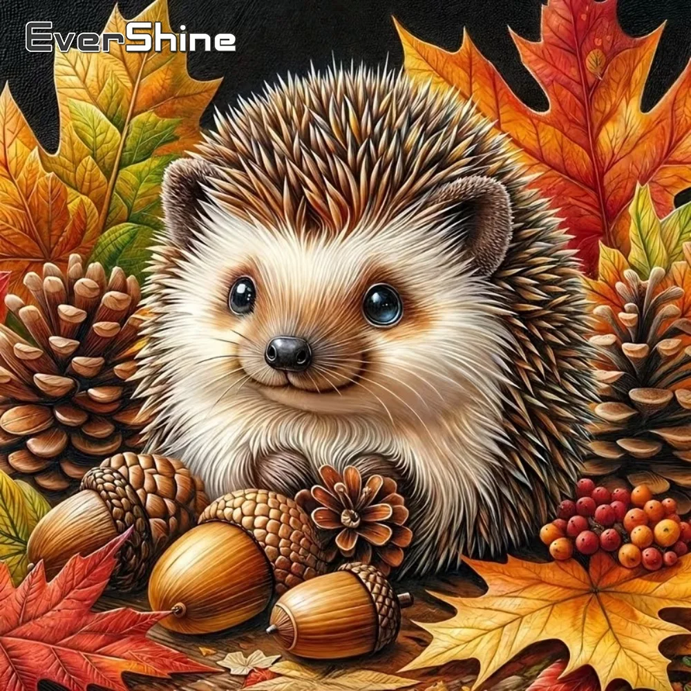 EverShine Vollquadratisches Rundes Diamant-Malset Igel Tier Bastelset Stickerei Bild Strass Mosaik DIY Einzigartiges Geschenk
