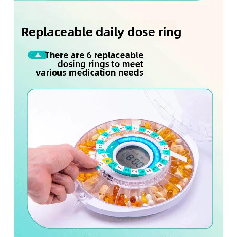 Bluetooth Smart Pill Organizer 28 Compartments Automatic Rotating Pill Dispenser Electronic Medication Reminder with Timer Alarm
